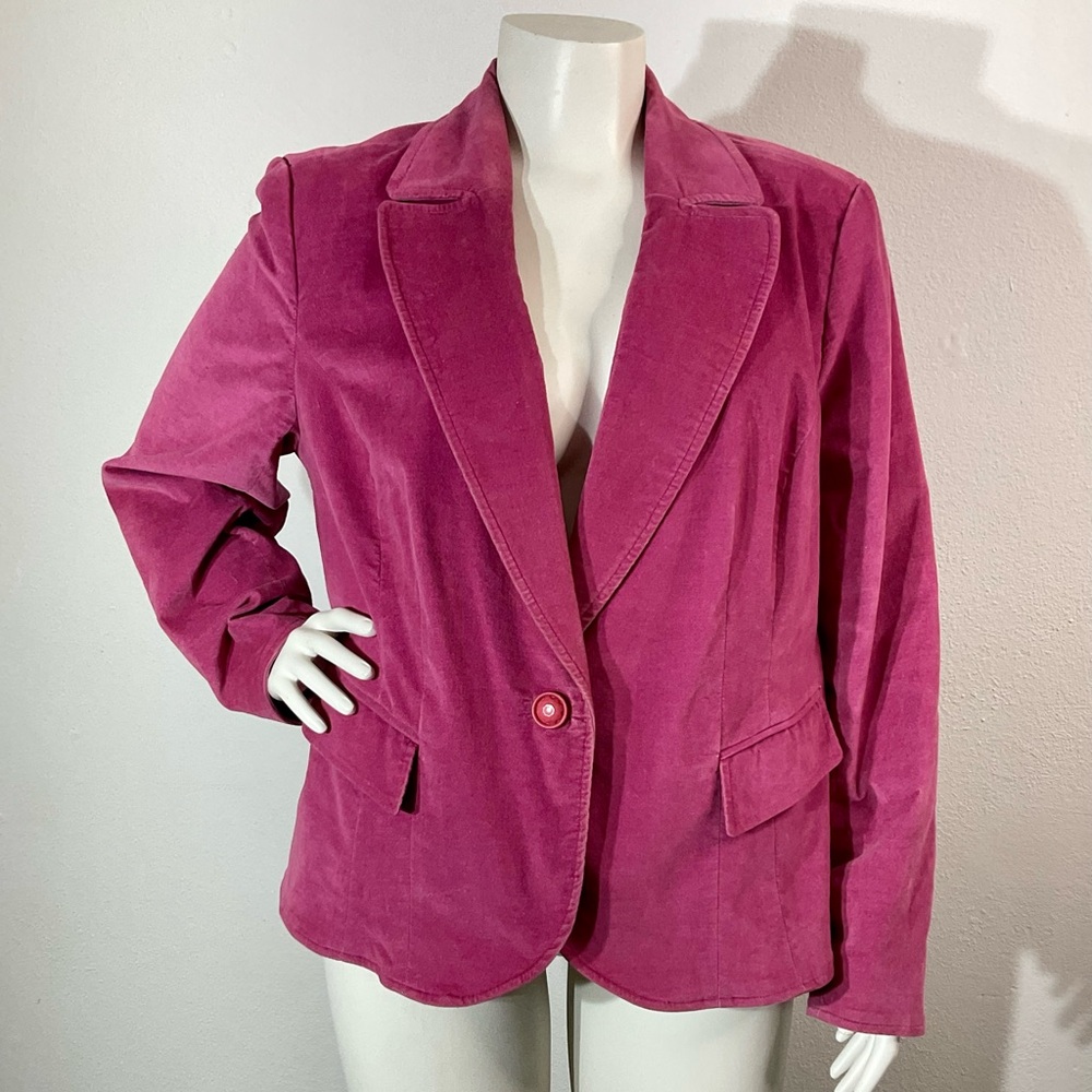 Caslon Pink Velour One Button Blazer Jacket sz 20W